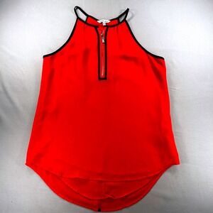Naked Zebra Red Sleeveless Top Blouse Zipper‎ Front Detail Size Small Workwear